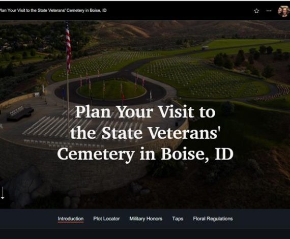 Screen shot from the Boise Veterans Cemetery grave locator app