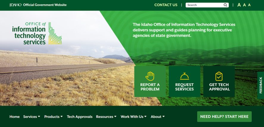 Screenshot of ITS website