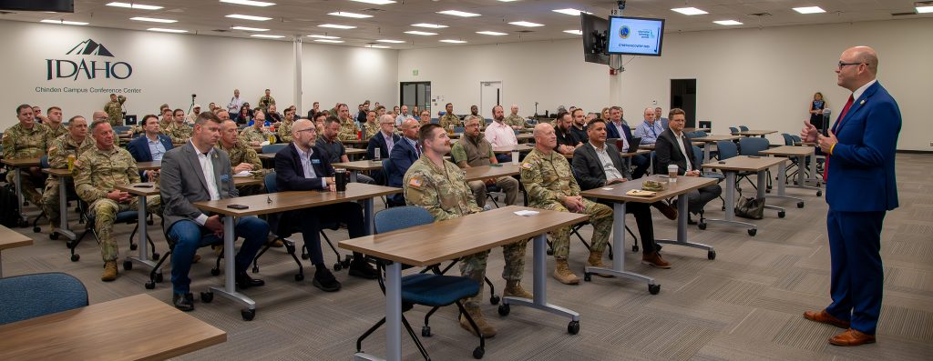 Phil McGrane, Idaho Secretary of State speaking to multiple agencies attending Operation Cyber Idaho training