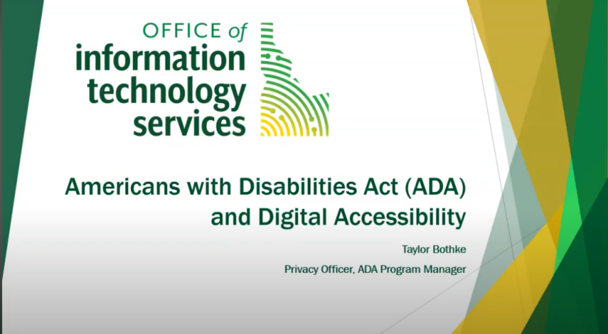 ADA presentation opening slide as an image