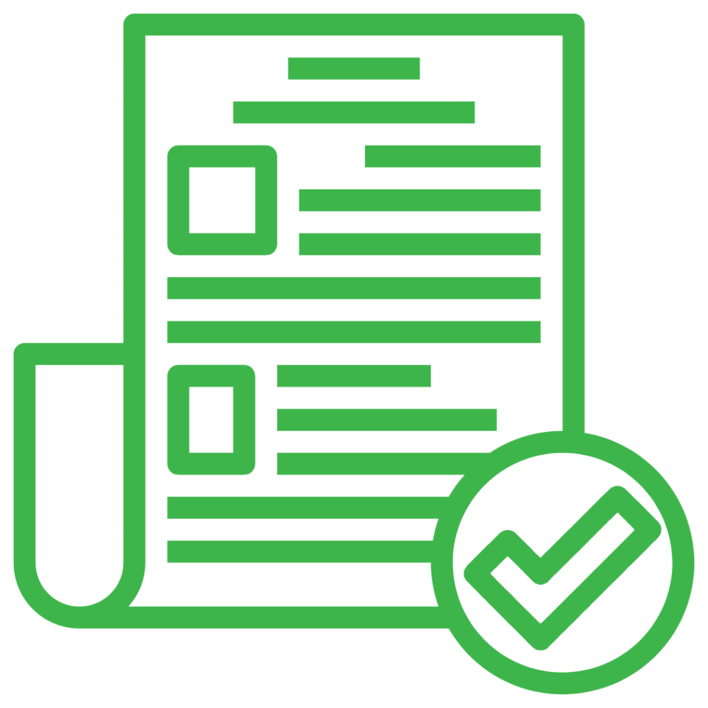 A document with a checkmark icon
