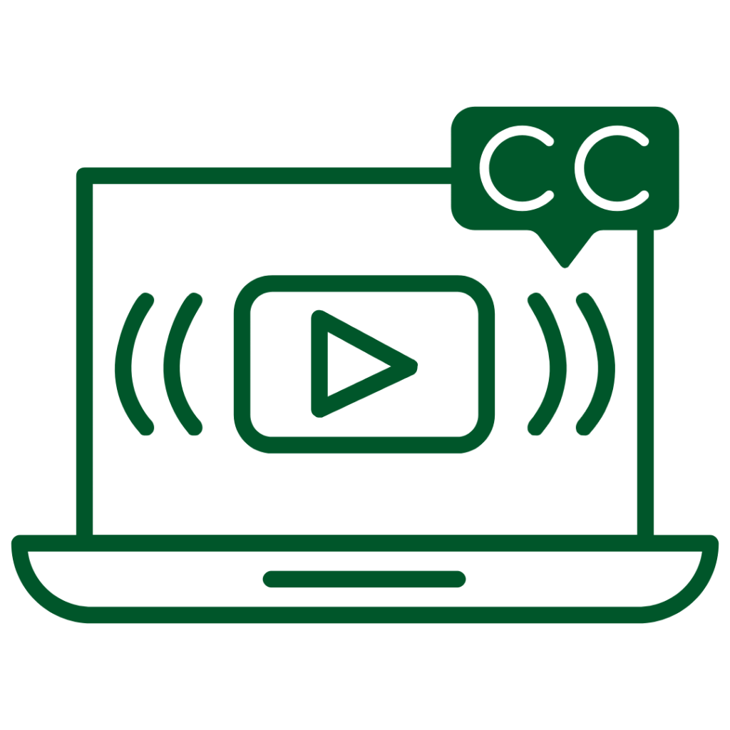 Closed captions on a video icon