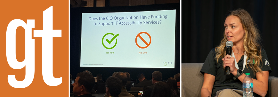 Collage image showing Gov. Tech Logo, Nascio ADA slide, and Taylor Bothke image