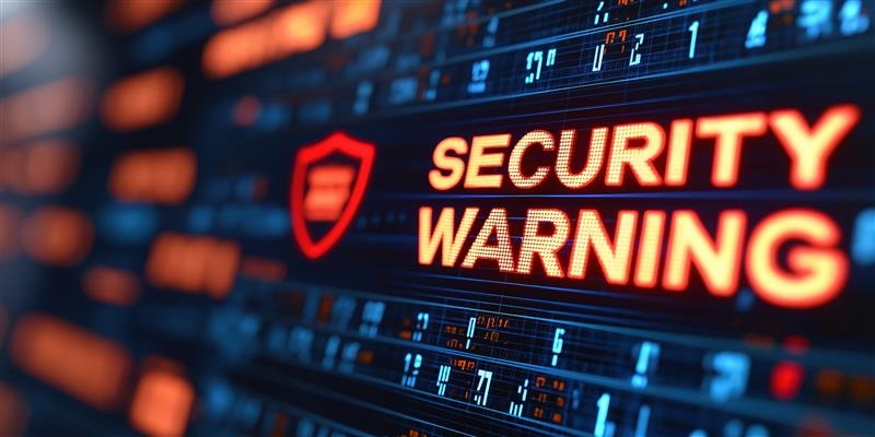 Security warning on a computer screen